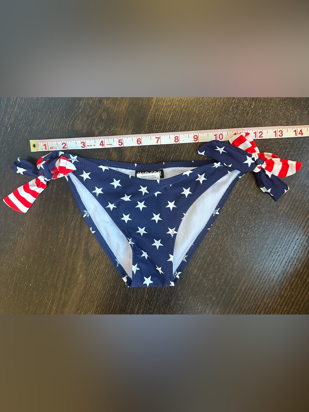 Stars & Bars Bikini Bottom Navy White Stars with Red & White Stripe Side Ties